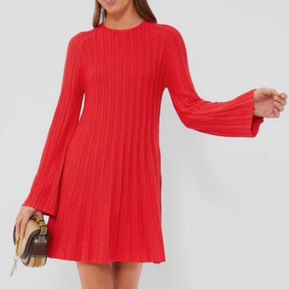 NEW Tuckernuck Adi Knit Bell Sleeve Dress Women’s XL Red Pomander Place Designer - Picture 1 of 13